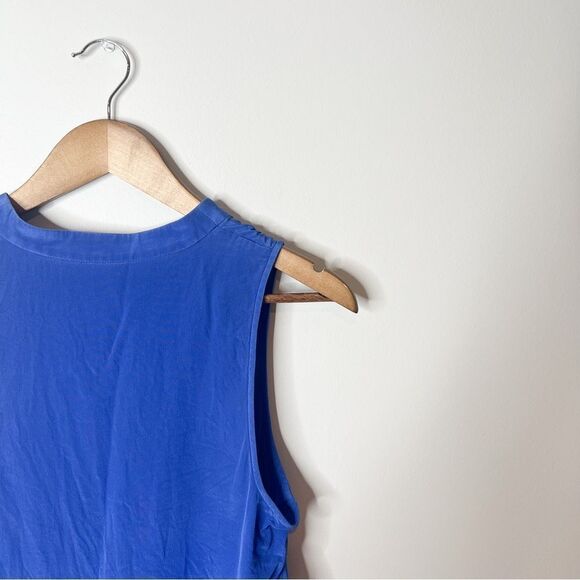 Tibi Blue Sleeveless Silk Zip Up Tank Top - Picture 5 of 6